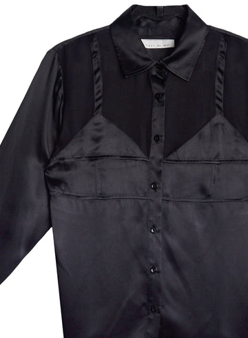 Black - Silk Bra Detail Shirt | Fleur du Mal - DEMO