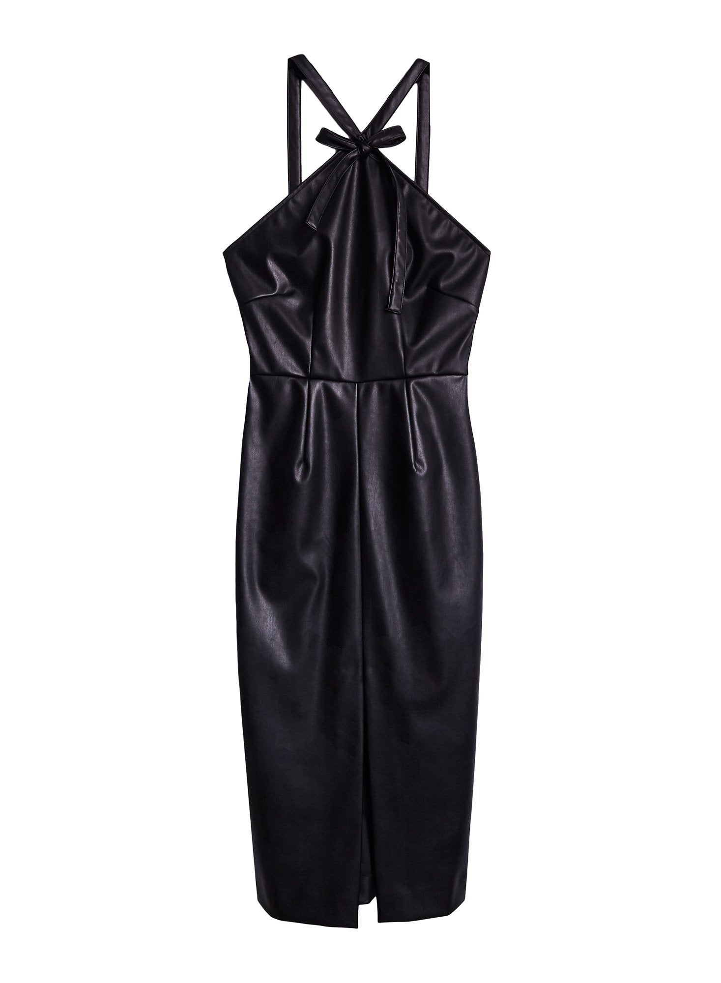 Vegan Leather Dress with Bow