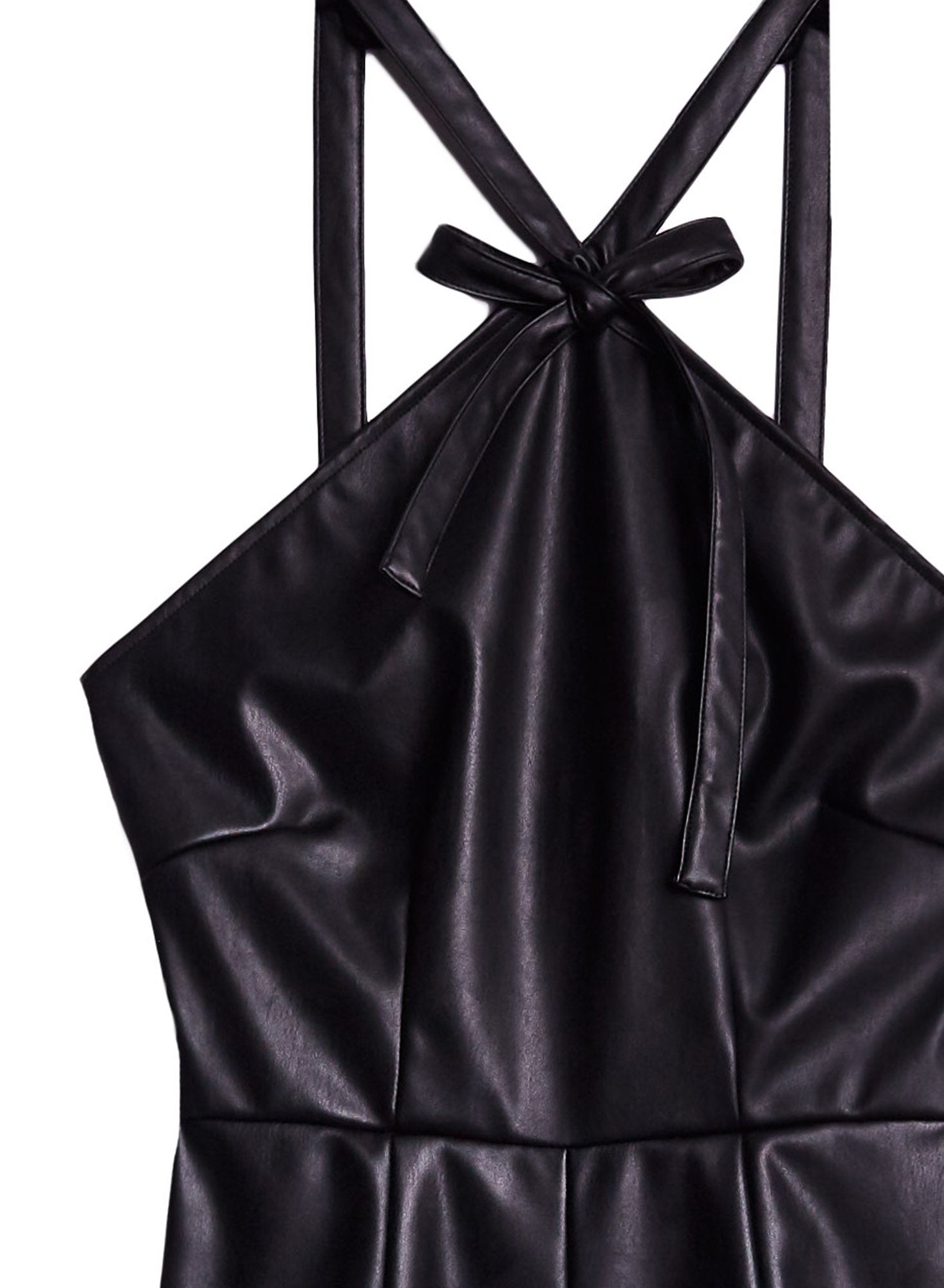 Vegan Leather Dress with Bow