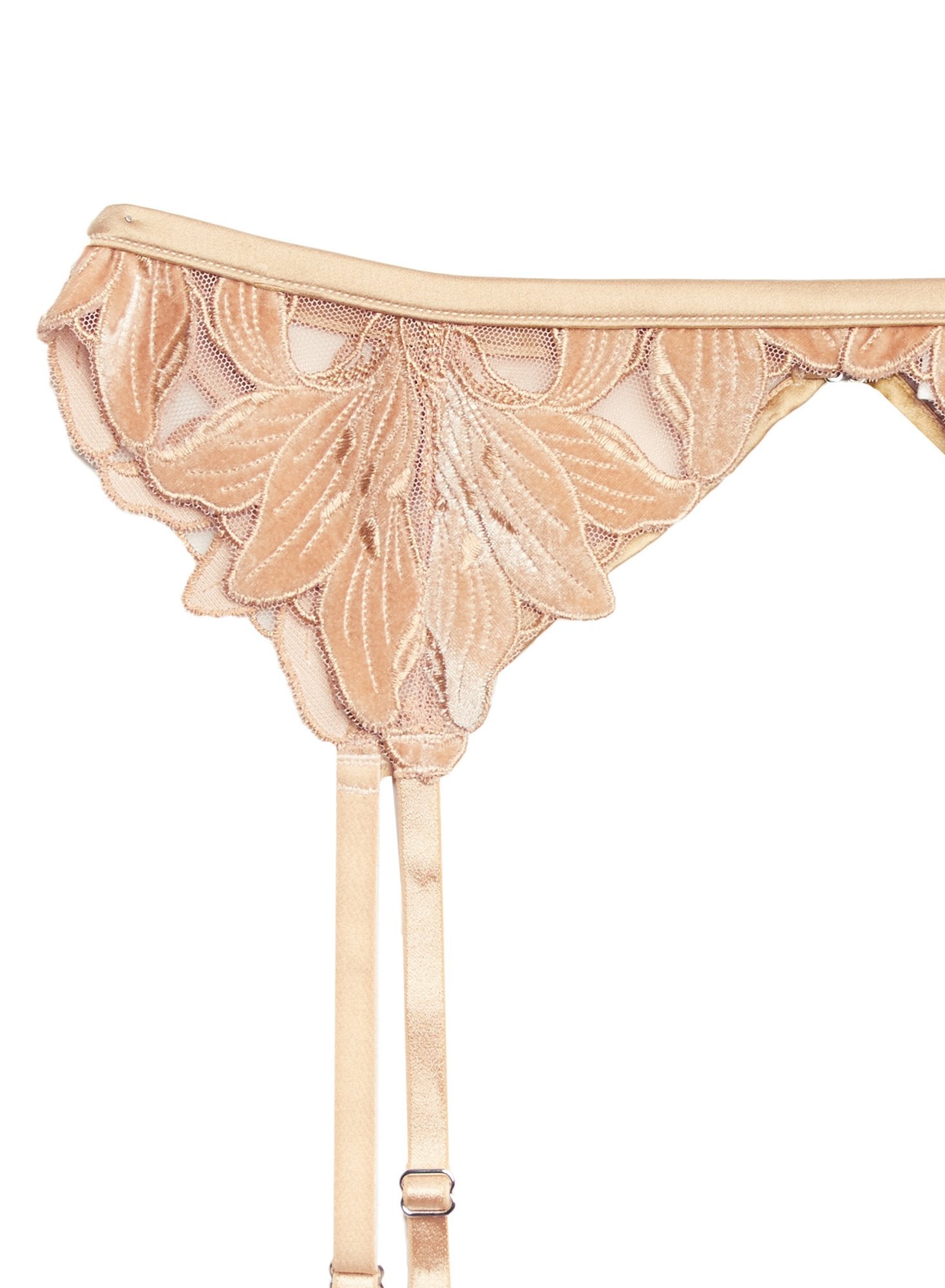 Velvet Lily Embroidery Garter Belt