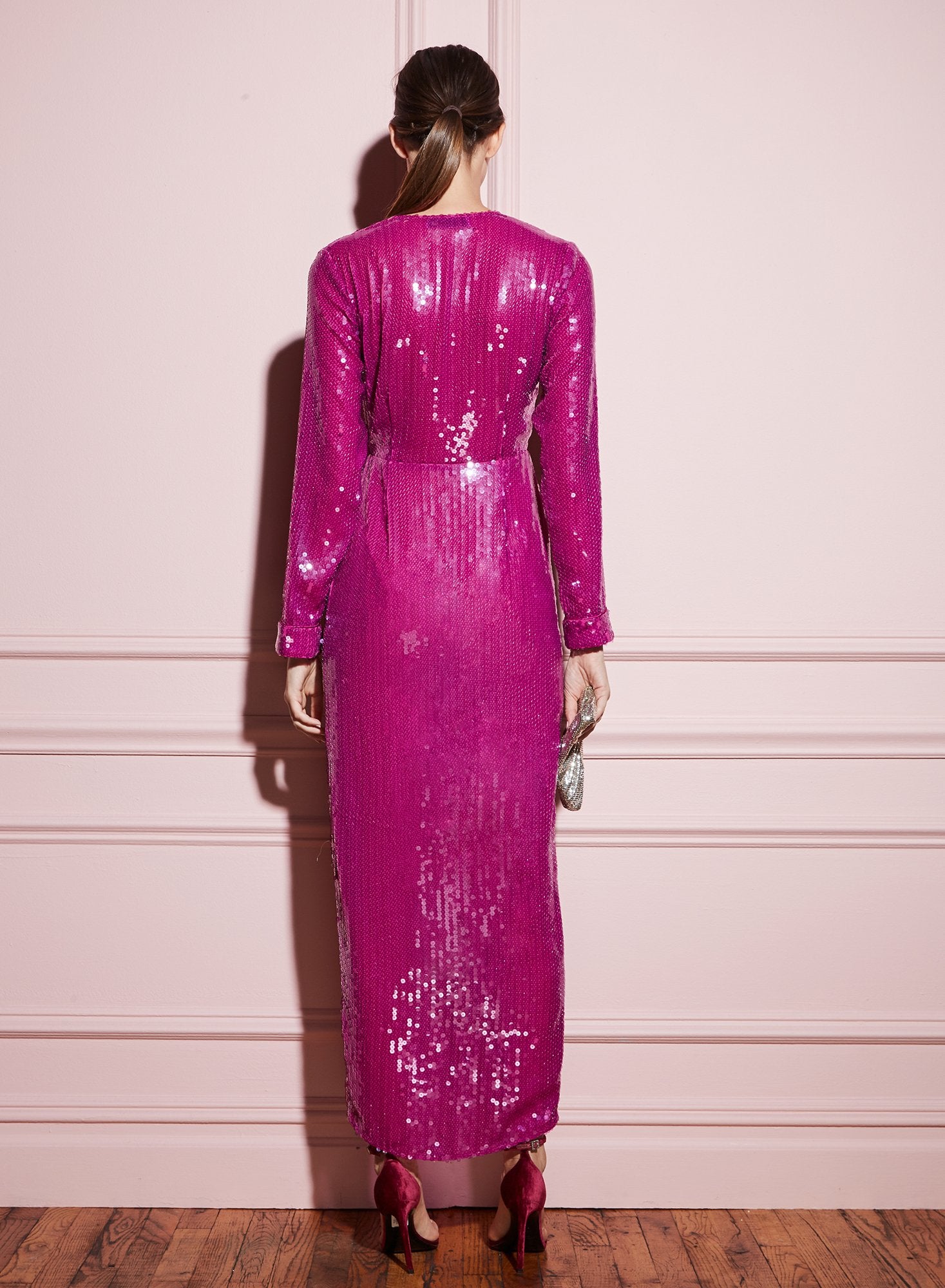 Long Sequin Wrap Dress