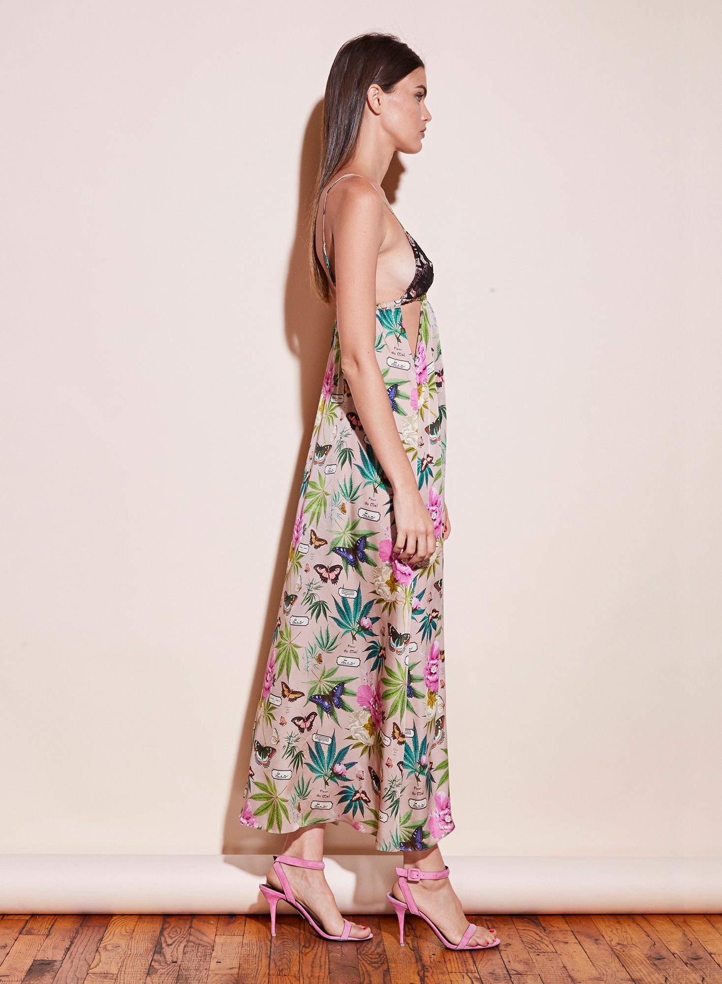 Cutout Layered Lace Maxi Dress