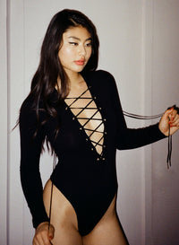 Knit Lace Up Bodysuit