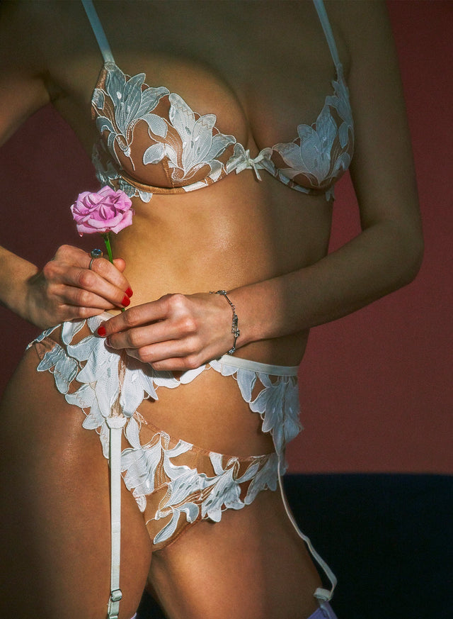 Ivory - Lily Embroidery Hipster Thong | Fleur du Mal - DEMO