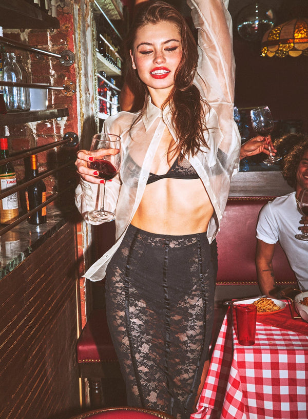 Ivory - Silk Organza Button Down | Fleur du Mal - DEMO