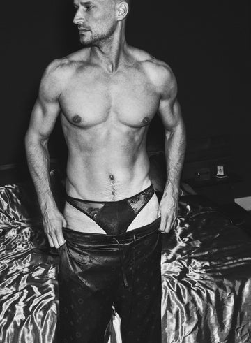 Black - Men's Bouquet Lace Thong | Fleur du Mal - DEMO