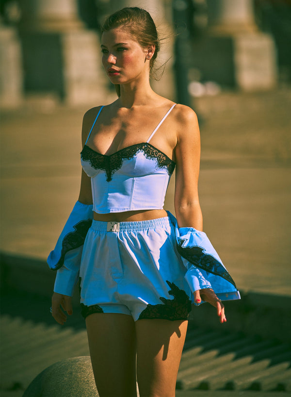 Ice blue - Poplin Boxer Short | Fleur du Mal - DEMO
