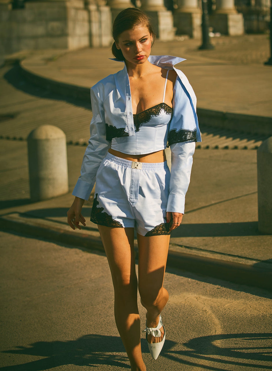 Ice blue - Poplin Boxer Short | Fleur du Mal - DEMO