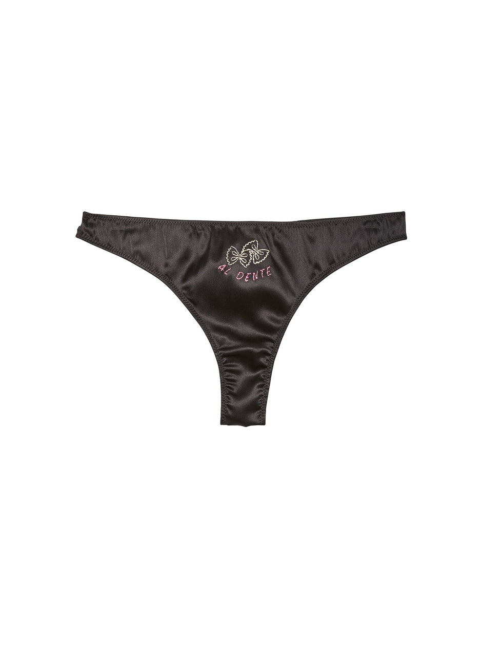 Black - Al Dente Luxe Thong | Fleur du Mal - DEMO