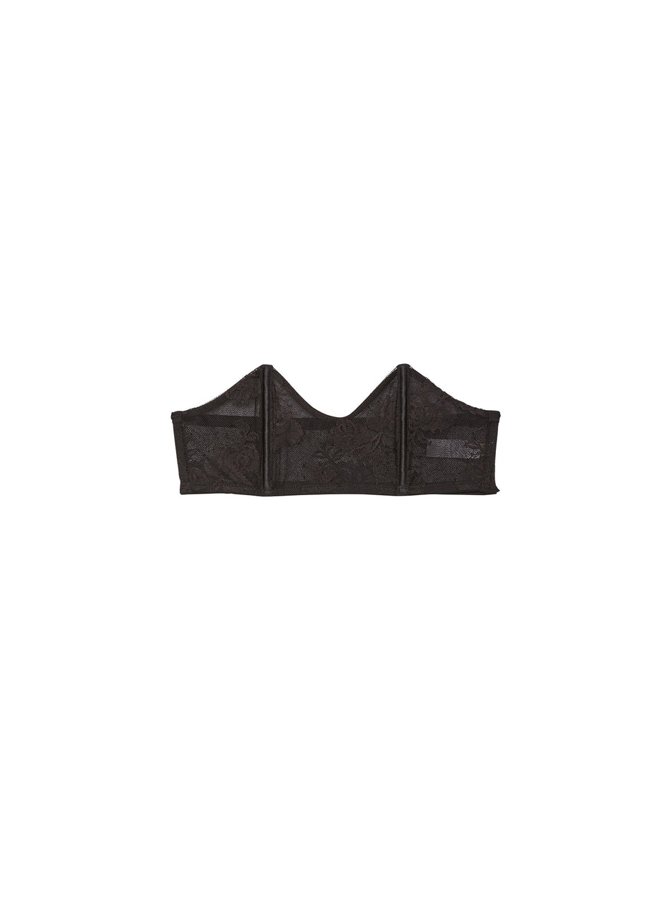 Black - Bouquet Lace Bandeau Bra | Fleur du Mal - DEMO