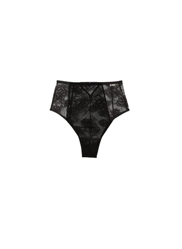 Black - Bouquet Lace High Waist Panty | Fleur du Mal - DEMO