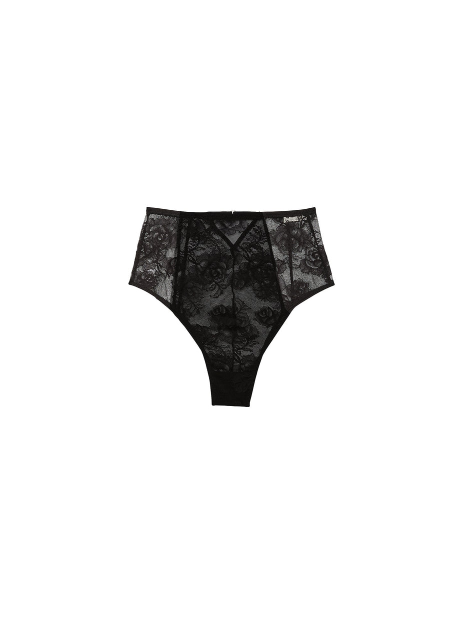 Black - Bouquet Lace High Waist Panty | Fleur du Mal - DEMO