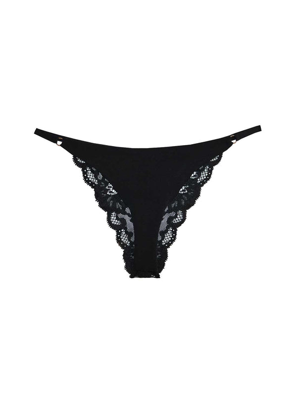 Black - Charlotte Lace Seamless String Cheeky | Fleur du Mal - DEMO