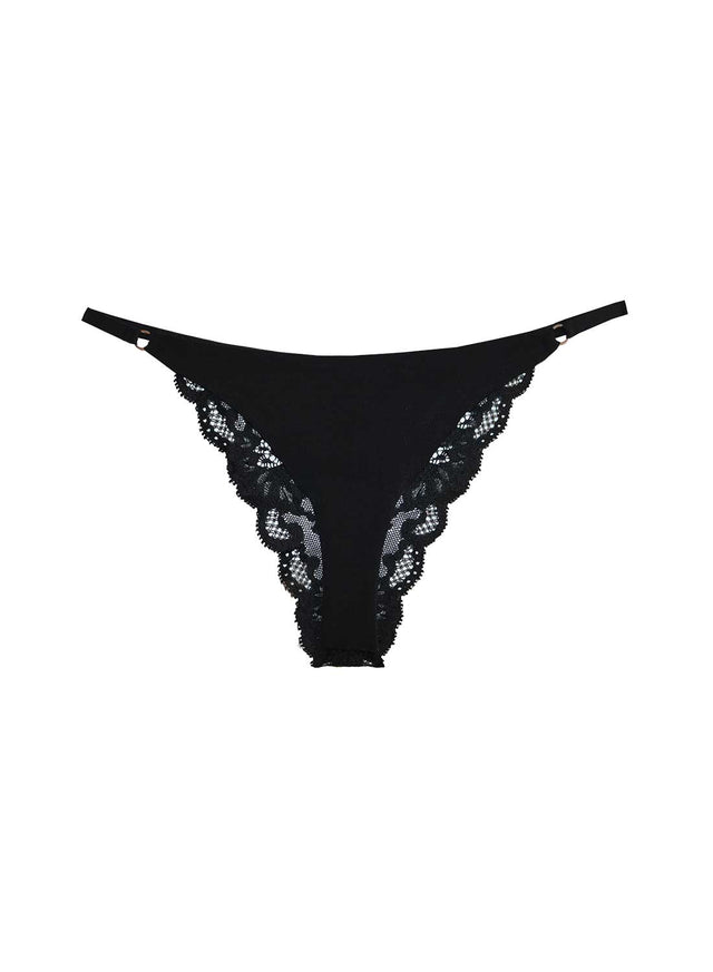 Black - Charlotte Lace Seamless String Cheeky | Fleur du Mal - DEMO