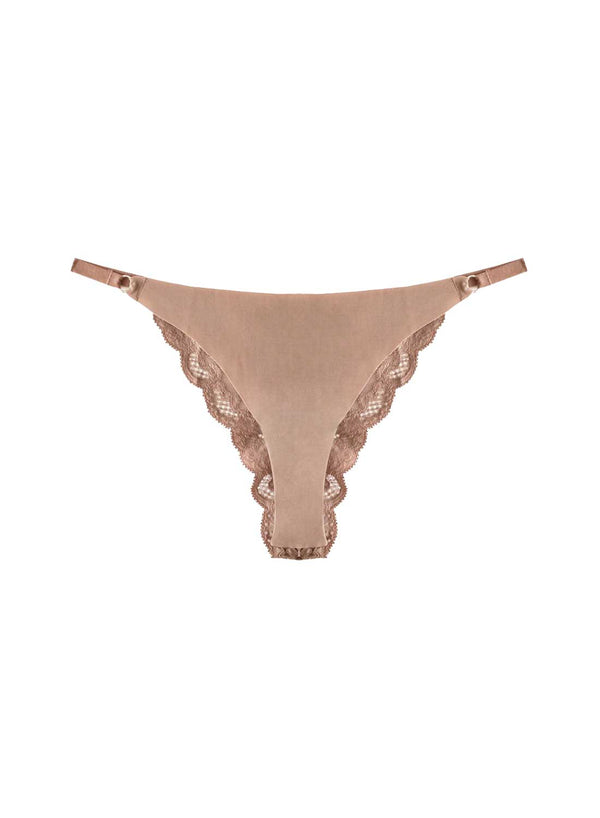Tan - Charlotte Lace Seamless String Cheeky | Fleur du Mal - DEMO