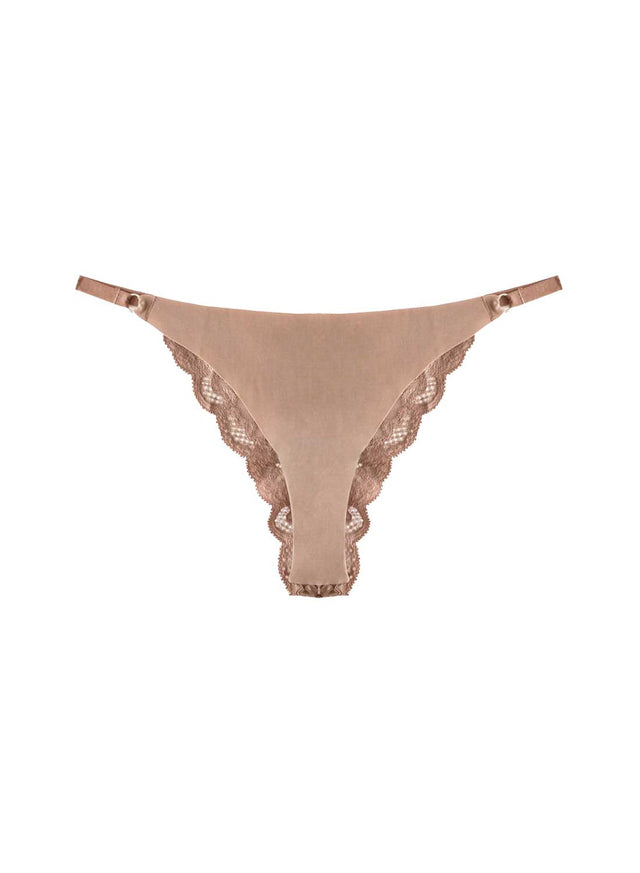 Tan - Charlotte Lace Seamless String Cheeky | Fleur du Mal - DEMO