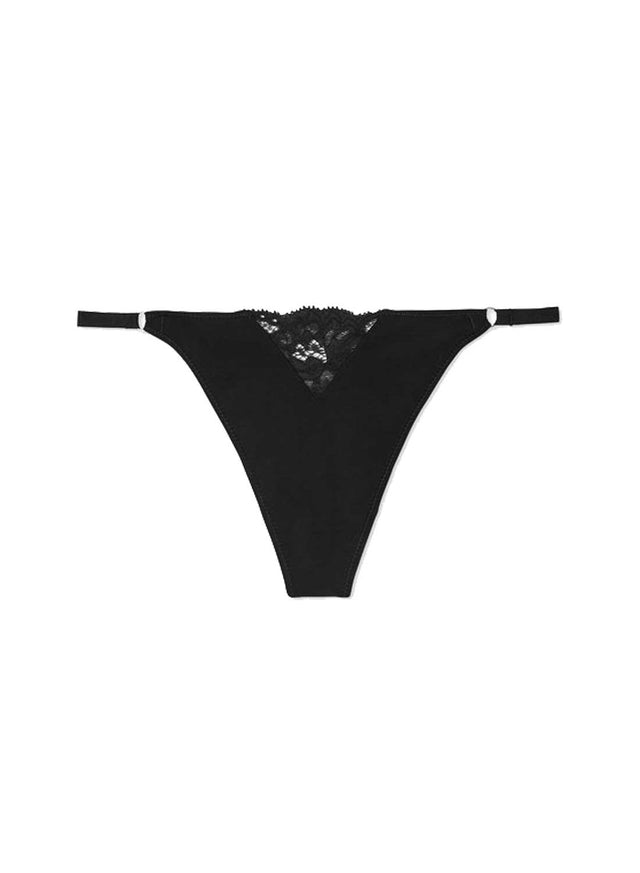 Black - Charlotte Lace No Show V-String | Fleur du Mal - DEMO