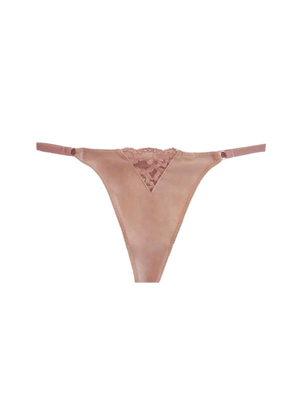 Tan - Charlotte Lace No Show V-String | Fleur du Mal - DEMO