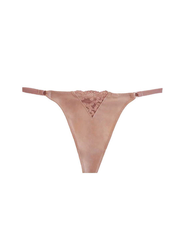 Tan - Charlotte Lace No Show V-String | Fleur du Mal - DEMO