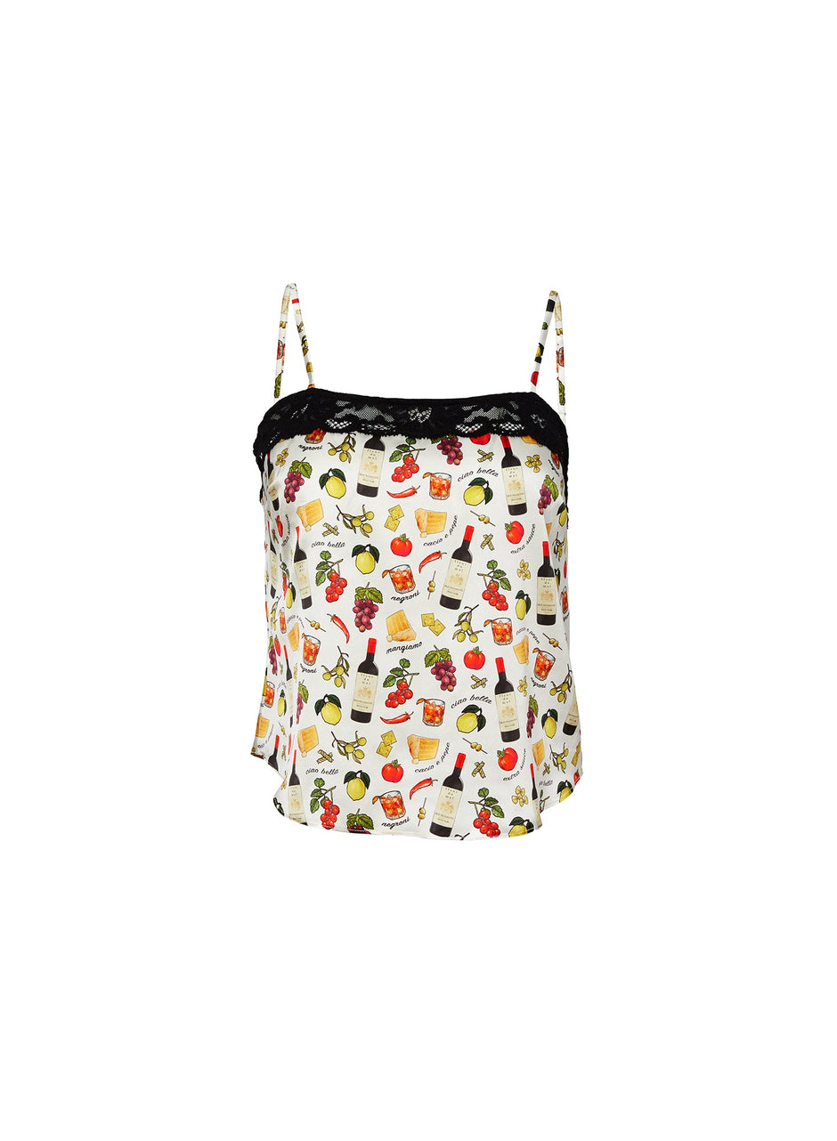 Ivory ciao amore print - Charlotte Lace Cami | Fleur du Mal - DEMO