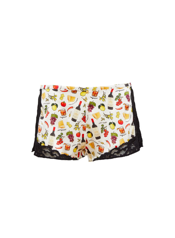 Ivory ciao amore print - Charlotte Lace Tap Short | Fleur du Mal - DEMO