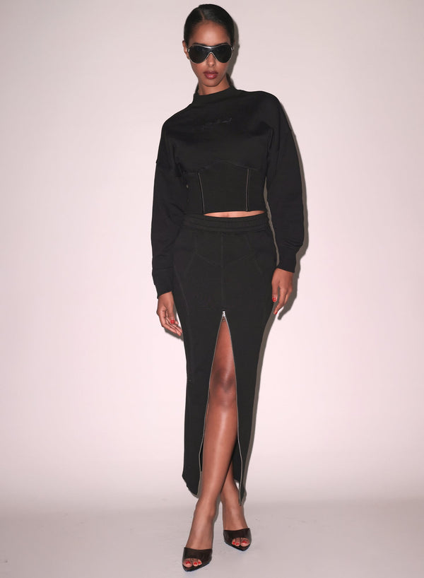 Black - Unzip Me Maxi Skirt | Fleur du Mal - DEMO