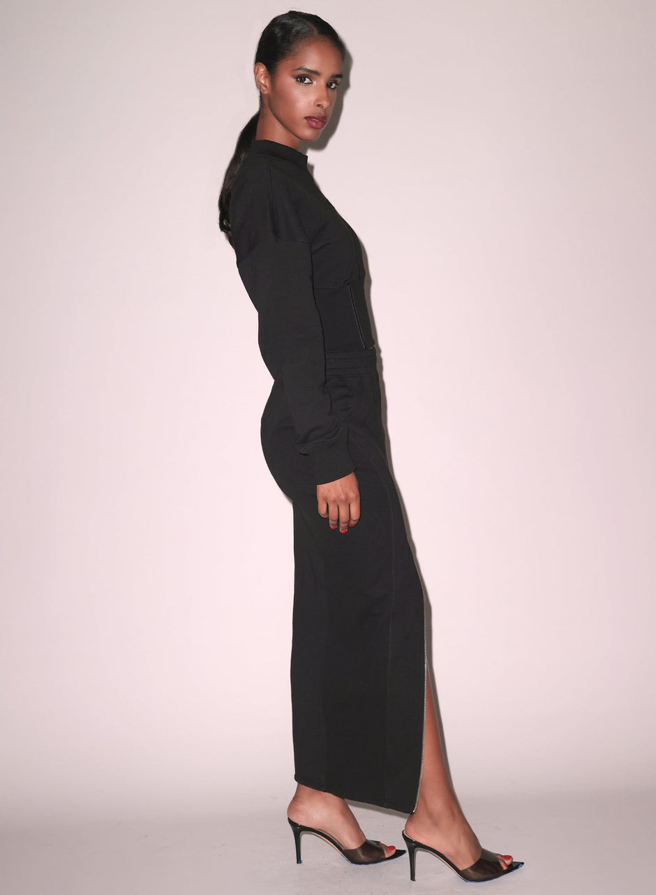 Black - Unzip Me Maxi Skirt | Fleur du Mal - DEMO