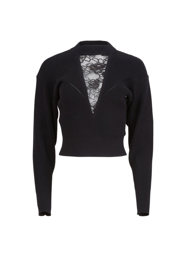 Black - Juliet Lace Knit Sweater | Fleur du Mal - DEMO