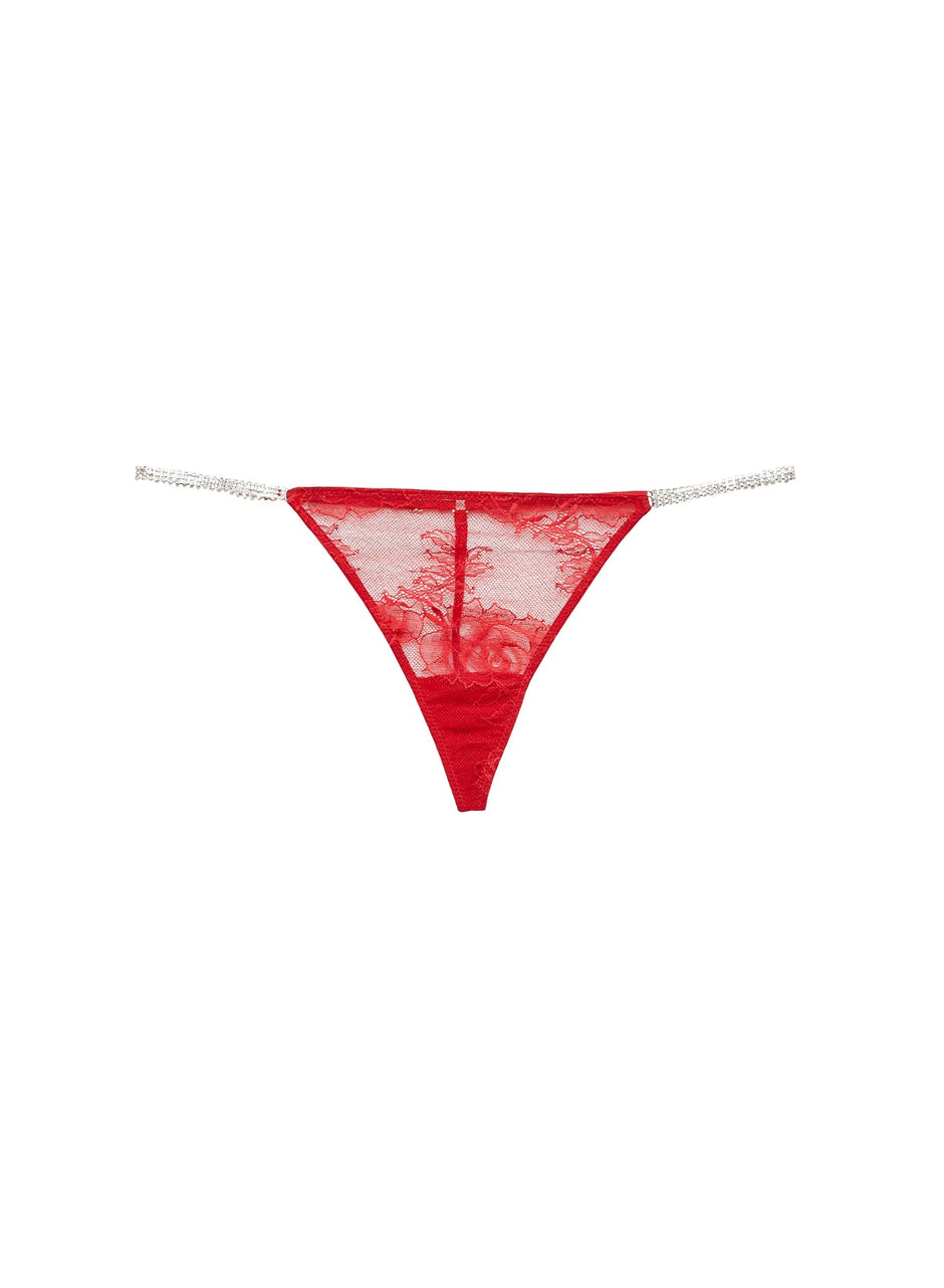 Rouge - Crystal Bouquet Lace V-String | Fleur du Mal - DEMO