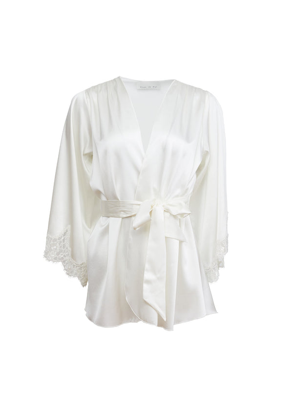 Ivory - Daphne Lace Angel Sleeve Robe | Fleur du Mal - DEMO