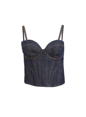 Indigo denim - Rider Bustier Top | Fleur du Mal - DEMO