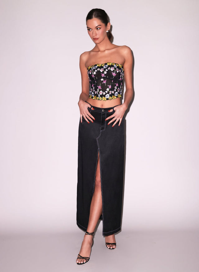 Black - Silk Maxi Skirt | Fleur du Mal - DEMO