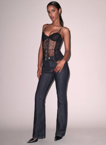 Black/black - Equestrian Embroidery Basque | Fleur du Mal - DEMO