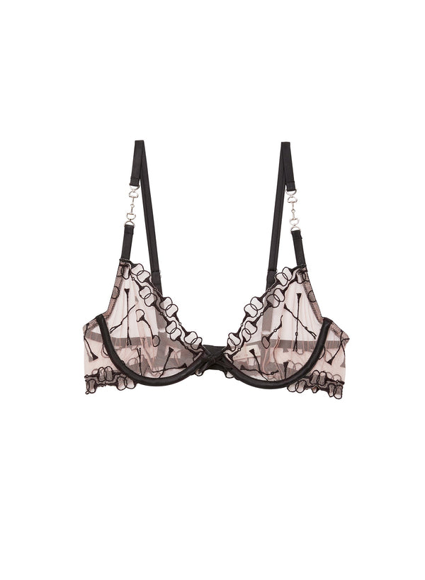 Black - Equestrian Embroidery Demi Bra | Fleur du Mal - DEMO