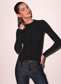 Rib Long Sleeve Garter Top