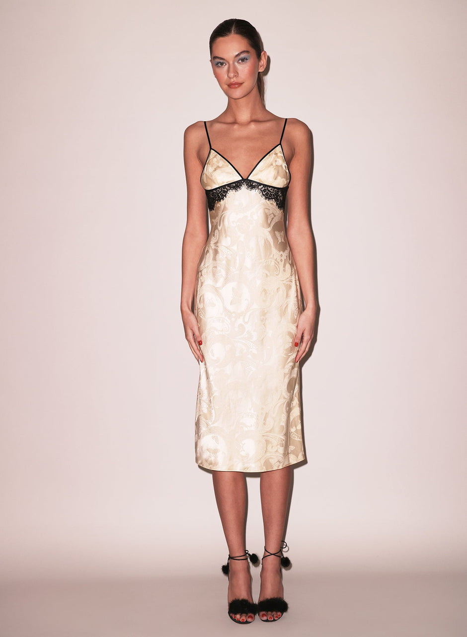 Buttercup paisley jacquard - Butterfly Jacquard Slip Dress | Fleur du Mal - DEMO