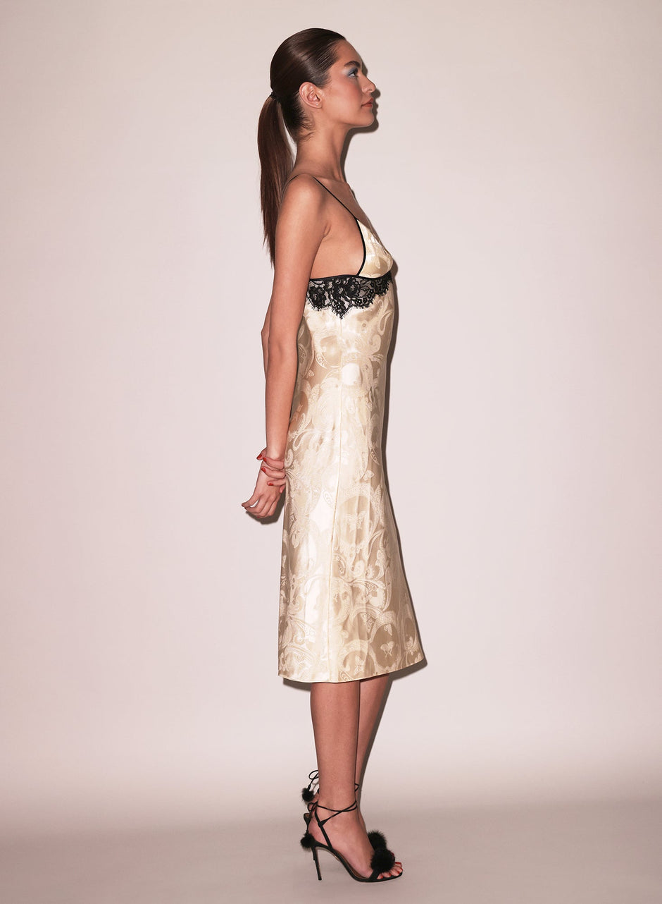Buttercup paisley jacquard - Butterfly Jacquard Slip Dress | Fleur du Mal - DEMO