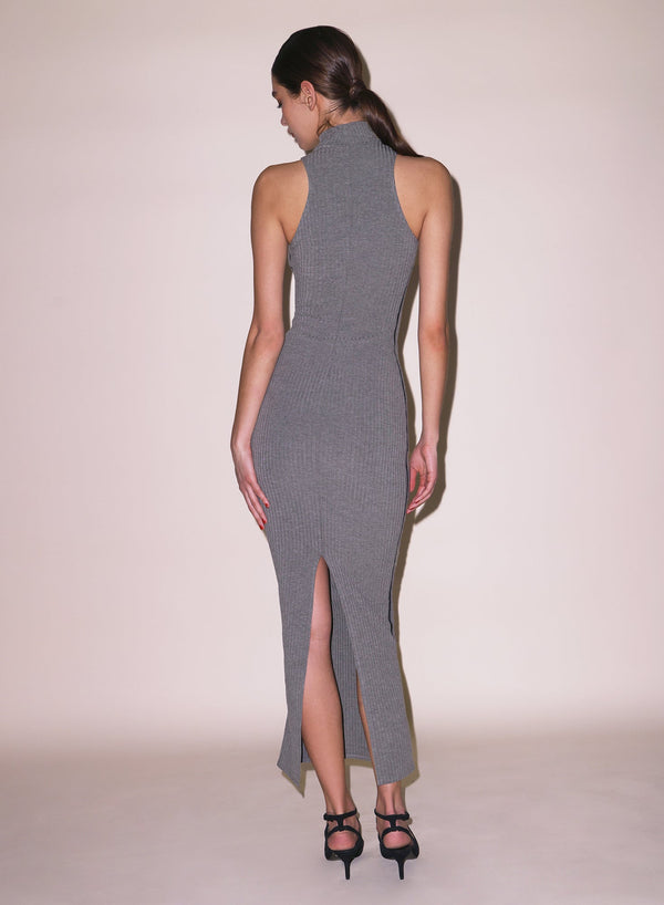 Heather grey - Rib Racer Maxi Dress | Fleur du Mal - DEMO