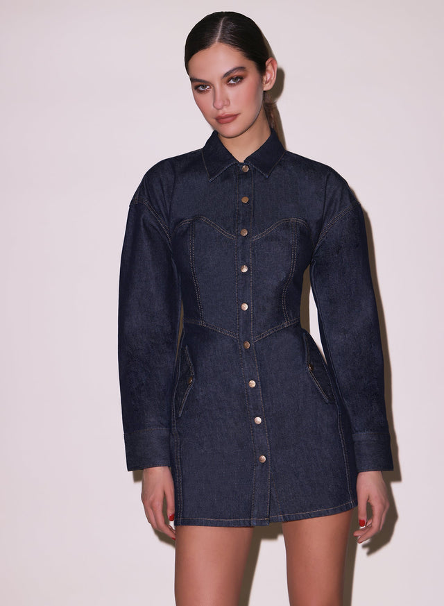 Indigo denim - Denim Shirt Dress | Fleur du Mal - DEMO