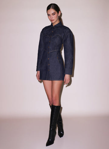 Indigo denim - Denim Shirt Dress | Fleur du Mal - DEMO