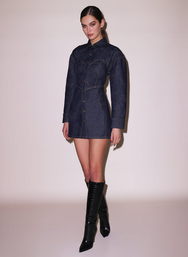 Indigo denim - Denim Shirt Dress | Fleur du Mal - DEMO