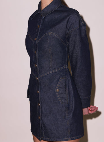 Indigo denim - Denim Shirt Dress | Fleur du Mal - DEMO