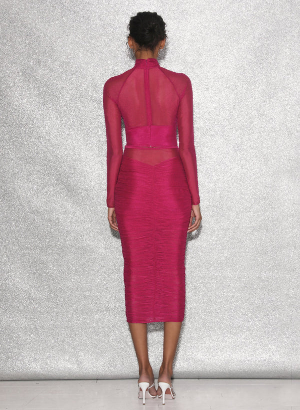 Magenta - Ruched Midi Skirt | Fleur du Mal - DEMO