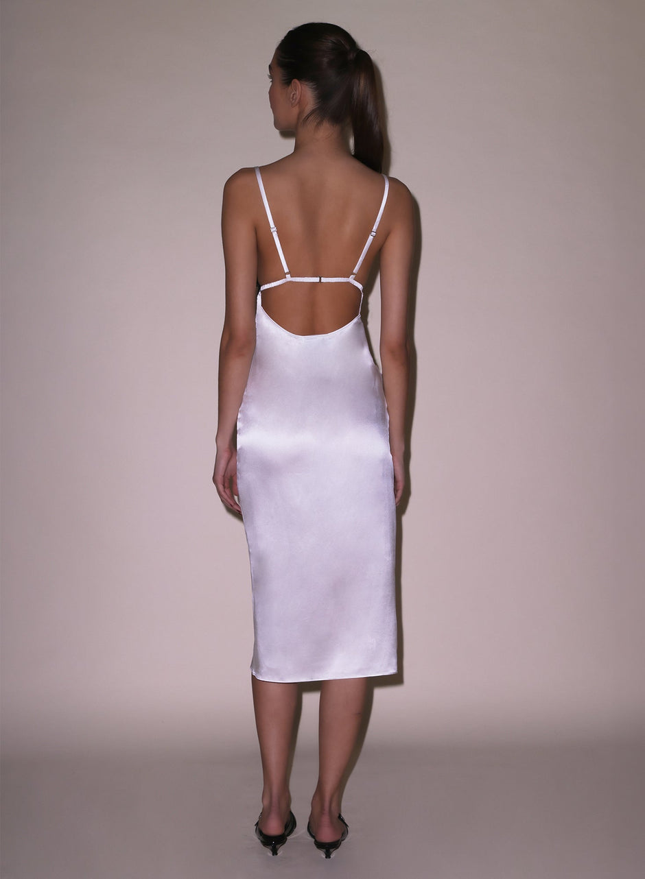 Ivory - Silk &amp; Lace V Neck Dress | Fleur du Mal - DEMO
