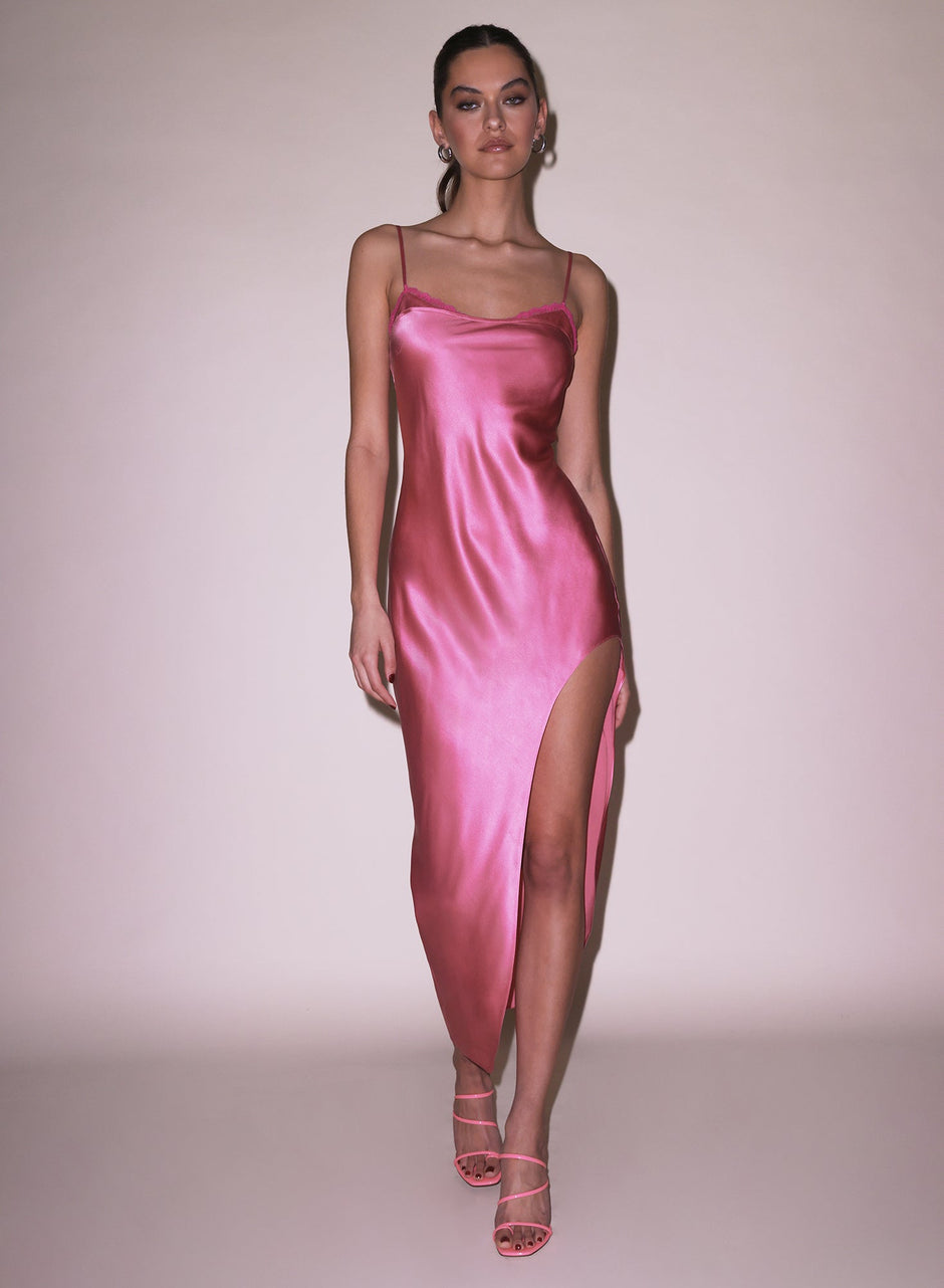 Pink cadillac - High Slit Slip with Lace Trim | Fleur du Mal - DEMO
