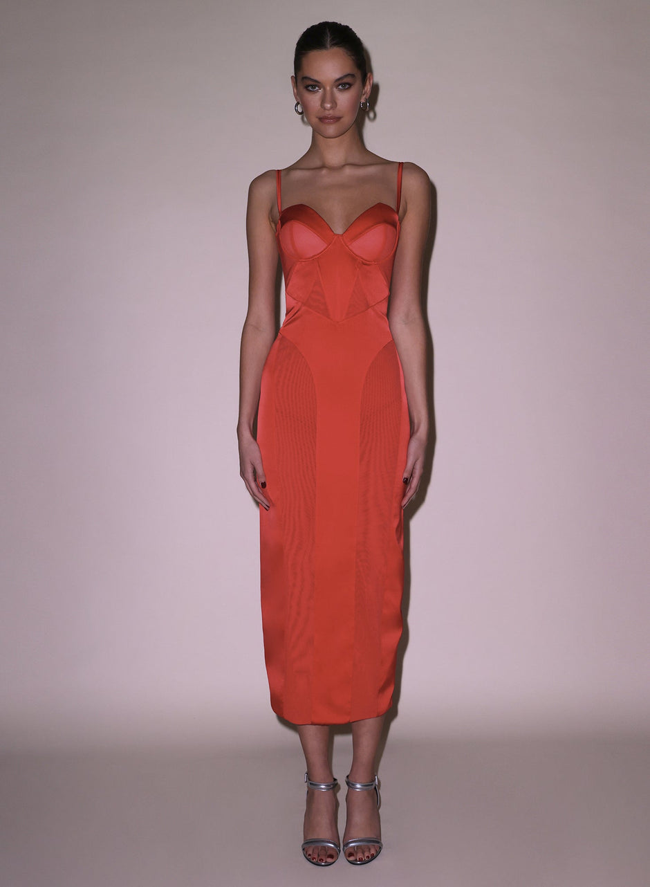 Kiss - Long Silk &amp; Mesh Bustier Dress | Fleur du Mal - DEMO