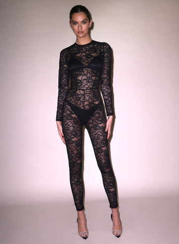 Black - Lace Catsuit | Fleur du Mal - DEMO