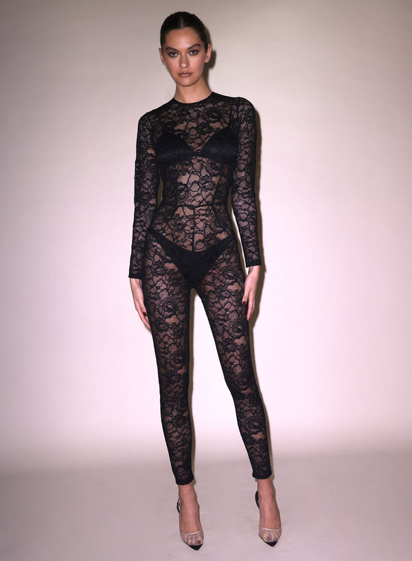 Black - Lace Catsuit | Fleur du Mal - DEMO