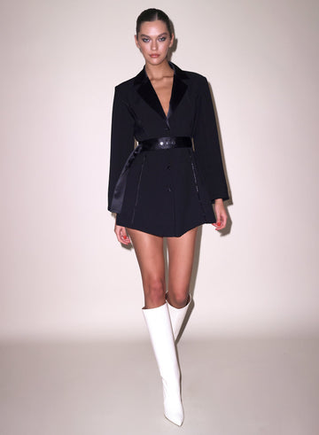Black - Tuxedo Mini Dress | Fleur du Mal - DEMO