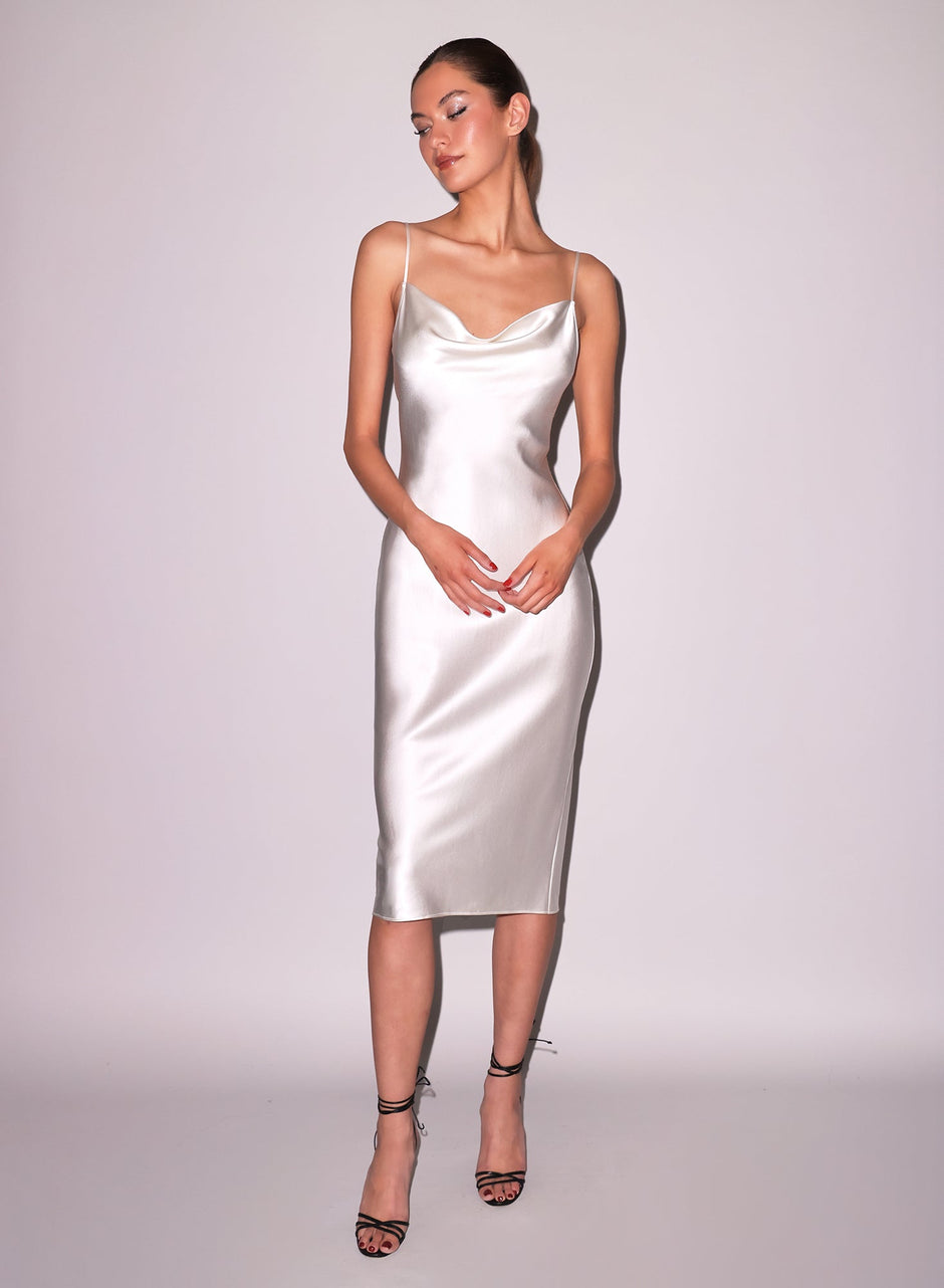 Ivory - Cowl Neck Slip Dress | Fleur du Mal - DEMO